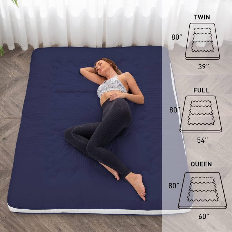 DR.FUTON Japanese Floor Futon Mattress Extra Thick Folding Roll Up Bed Topper Mat for Guest,Lounger and Tavel - Image 2